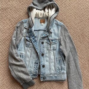 American Eagle Outfitters Denim Jacket with Gray Sleeves